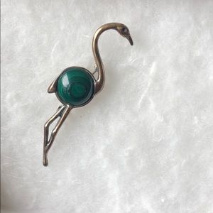 925 sterling silver Malachite Craine Bird Pin